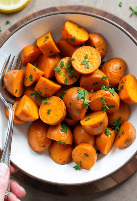 Ranch roasted sweet potatoes