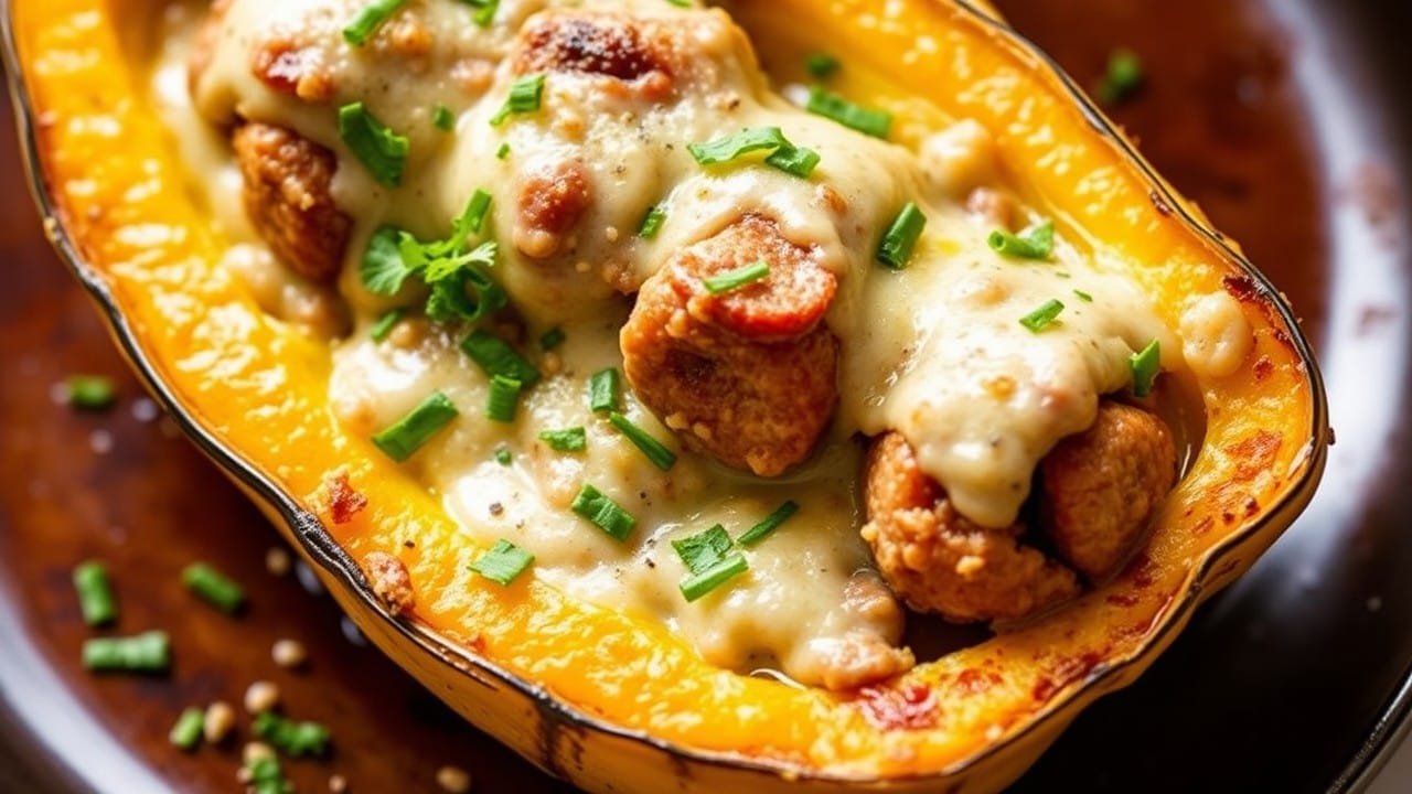 Sausage stuffed delicata squash