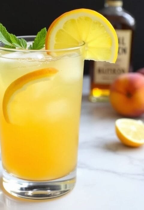 Bourbon peach lemonade