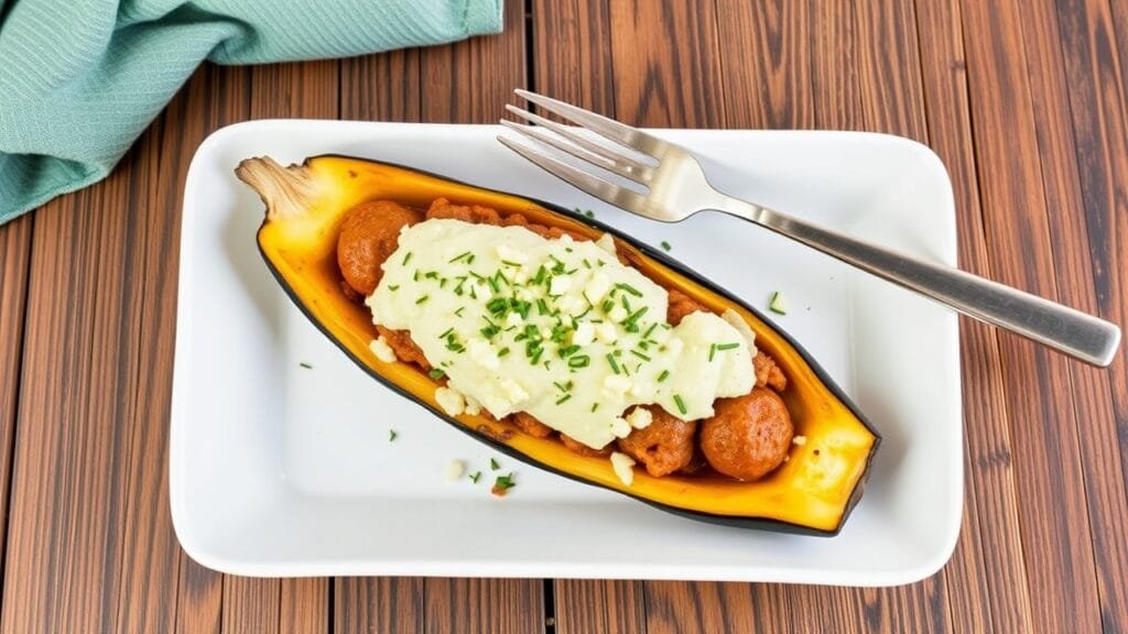 Sausage stuffed delicata squash