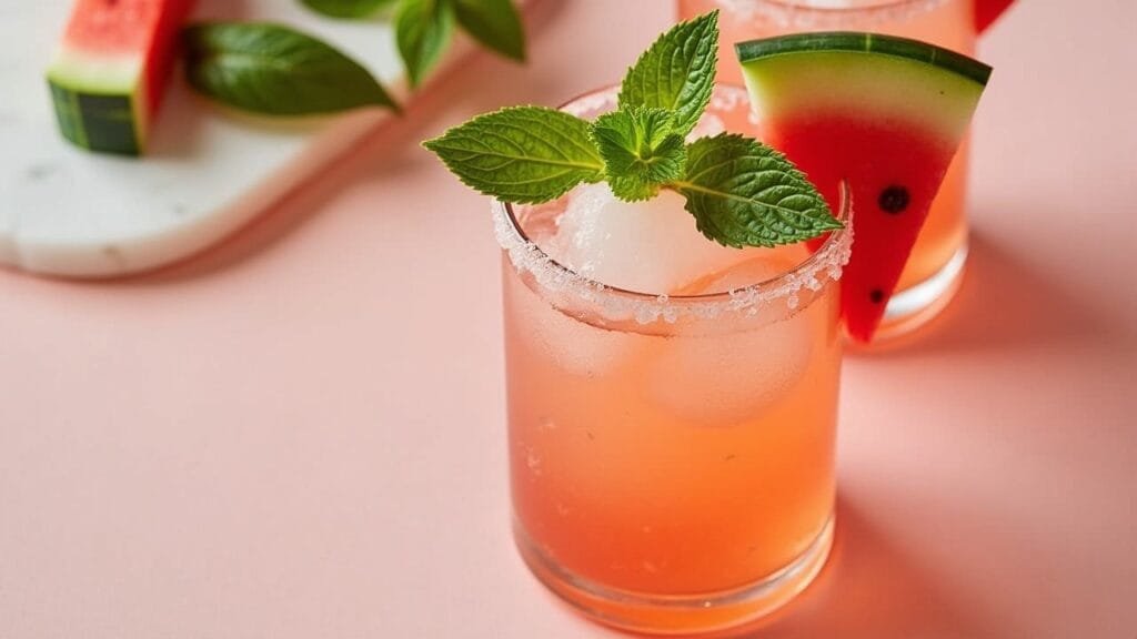 Watermelon mint whiskey smash