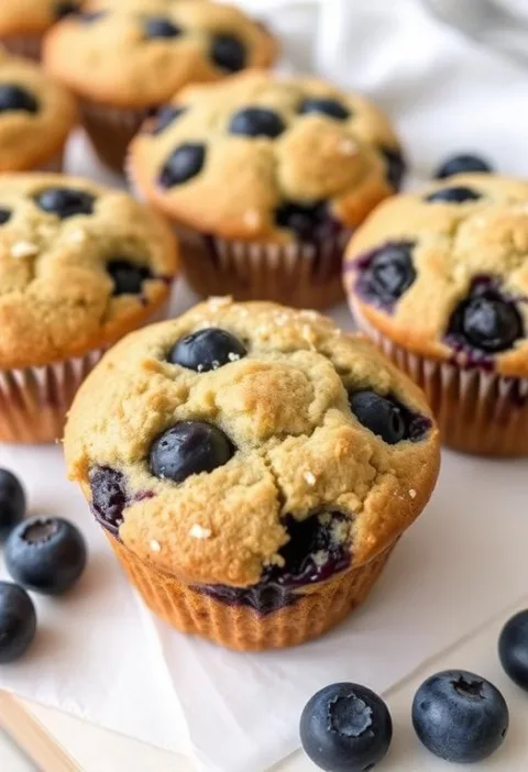 Overnight sourdough blueberry muffins