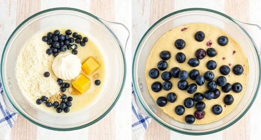 Overnight sourdough blueberry muffins