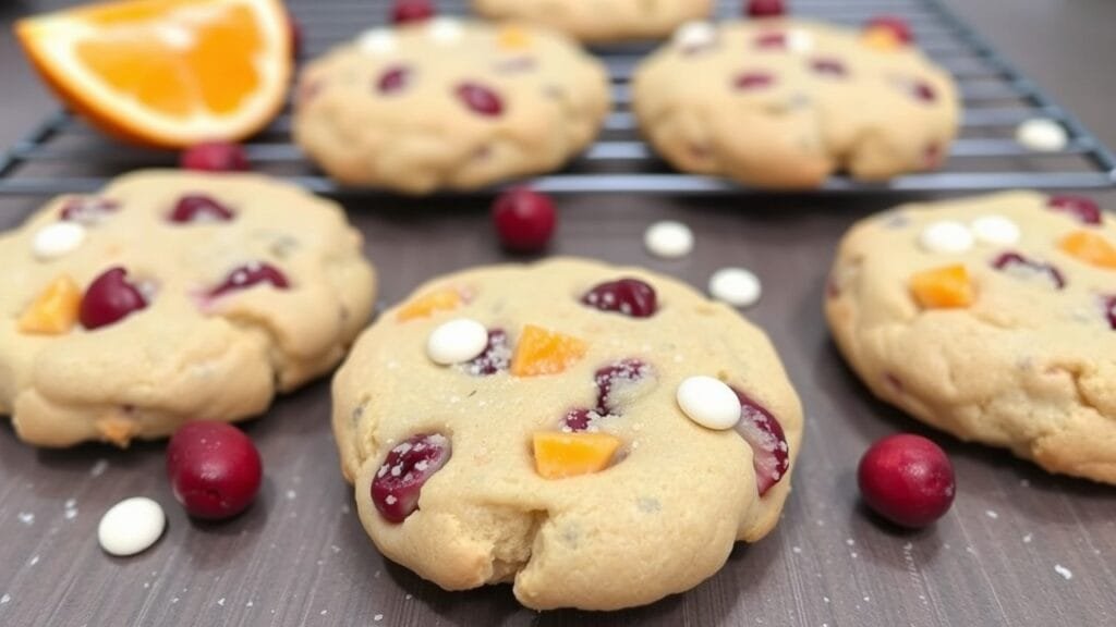 Cranberry orange white chocolate chip cookies